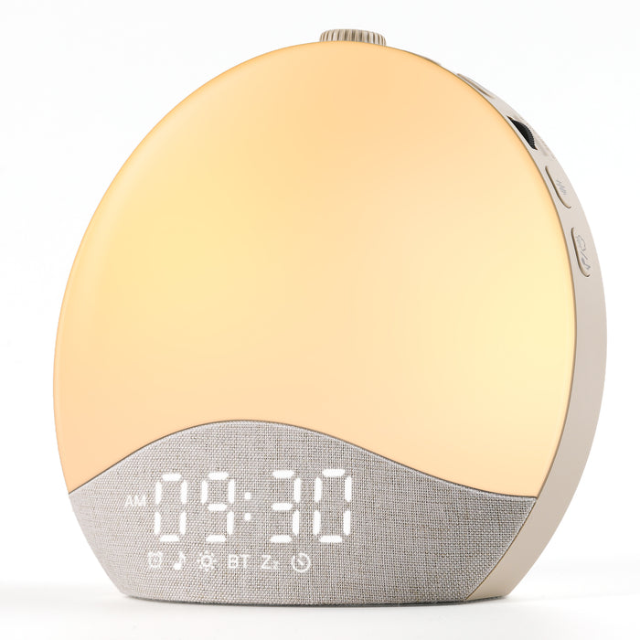 ecozy 光目覚まし時計 ホワイトノイズマシン 26種癒し音 自動時刻同期 17種ライト 虹色RGBライト 20段階調光 【スヌーズ・アラーム・音楽】 日出＆日没シミュレーション 光で起きる デジタル時計 ベッドサイド 授乳 読書 間接照明 安眠 癒しグッズ めざまし時計 大音量 E60A alarm clock 置き時計 (ベージュ)
